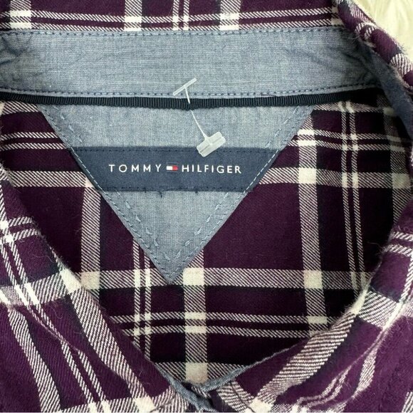 Tommy Hilfiger Women's Purple Y2K Plaid Casual Flannel Button Down Shirt S/C41 - Picture 6 of 12